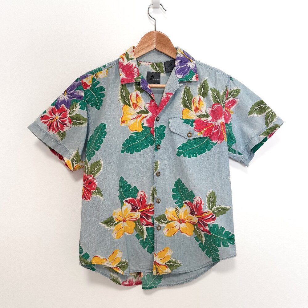 Vintage 80s Liz Claiborne LizWear Petite Hawaiian Aloha Shirt Size P / Small